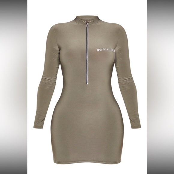 PRETTY LITTLE THING mini olive green dress - Picture 2 of 9